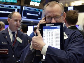 U.S. stocks fell in volatile trading while the dollar pared losses on Wednesday.