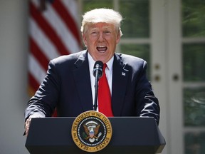 President Donald Trump speaks about the U.S. role in the Paris climate change accord, Thursday, June 1, 2017, in the Rose Garden of the White House in Washington.