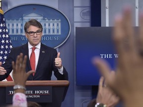 Energy Secretary Rick Perry speaks during the daily briefing at the White House in Washington, Tuesday, June 27, 2017. (AP Photo/Susan Walsh)