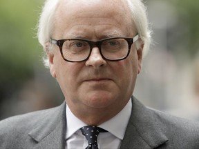 Former Barclays chief executive John Varley arrives for a hearing for charges of fraud at Westminster Magistrates Court, London, Monday, July 3, 2017. Barclays and four of its former executives, including its former CEO, are set to appear in court on charges of conspiracy to commit fraud connected with efforts to raise funds at the height of the 2008 financial crisis. (AP Photo/Matt Dunham)