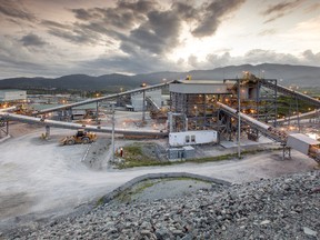 The Tahoe Resources' Escobal mill, in Guatemala, at dusk.