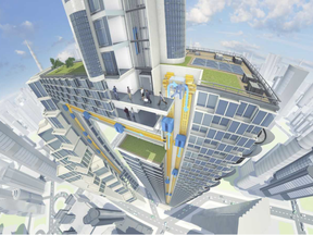 A rendering from ThyssenKrupp of its new multi-directional elevator.
