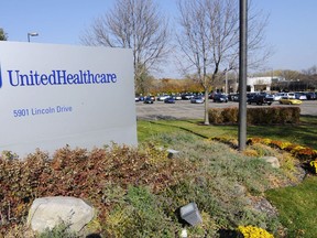 FILE - This Tuesday, Oct. 16, 2012, file photo, shows part of the UnitedHealth Group, Inc. campus in Minnetonka, Minn. UnitedHealth Group Inc. reports financial results Tuesday, July 18, 2017. (AP Photo/Jim Mone, File)