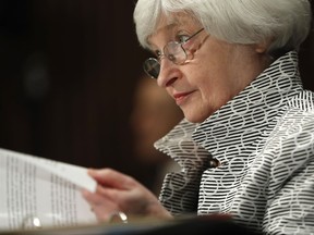 FILE - In this Thursday, July 13, 2017, file photo, Federal Reserve Chair Janet Yellen testifies on Capitol Hill in Washington, before the Senate Banking Committee. On Wednesday, July 26, 2017, the Federal Reserve releases its latest monetary policy statement after a two-day meeting. (AP Photo/Pablo Martinez Monsivais, File)