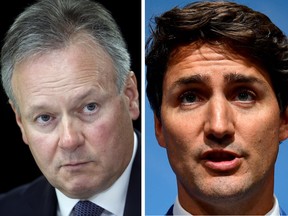 Prime Minister Justin Trudeau, right, may not welcome Bank of Canada governor Stephen Poloz’s rate increases, given the pressure they place on the finances of middle class households, but his fiscal measures may force the bank’s hand.