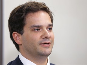 Mt. Gox CEO Mark Karpeles speaks at a press conference at the Justice Ministry in Tokyo, Tuesday, July 11, 2017. A Tokyo court began hearings Tuesday into charges that Karpeles, the head of the failed Japan-based bitcoin exchange, accessed its computer system and inflated his account by $1 million. (AP Photo/Shizuo Kambayashi)