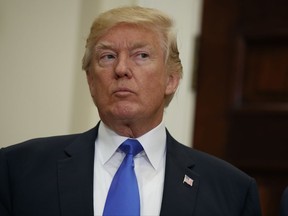 President Donald Trump listens in the Roosevelt Room of the White House in Washington, Wednesday, Aug. 2, 2017. Where carefully crafted policies ideally precede public messaging, advisers now often scramble to reshape policy to catch up with the president's tweets and public declarations.  (AP Photo/Evan Vucci)