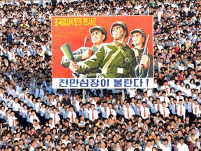 A picture taken on August 9, 2017 and released by North Korea's official Korean Central News Agency (KCNA) on August 10, 2017 shows a rally in support of North Korea's stance against the US, on Kim Il-Sung square in Pyongyang.