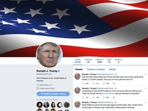This frame grab shows part of the Twitter page of U.S. President Donald Trump. The stock market has never been higher, and Trump would like more people to pay attention. On Tuesday, Aug. 1, 2017, Trump tweeted about the strength of the stock market since he took office. (Courtesy of Twitter via AP)