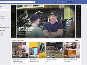 A screenshot demonstrating Facebook's new Watch feature, which is dedicated to live and recorded video.
