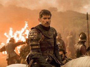 FILE - This file image released by HBO shows Nikolaj Coster-Waldau as Jaime Lannister in an episode of "Game of Thrones," which aired Sunday, Aug. 6, 2017. Hackers released a July 27, 2017, email from HBO in which the company expressed willingness to pay them $250,000 as part of a negotiation over electronic data swiped from HBO's servers. The hacked HBO material included scripts from five "Game of Thrones" episodes. HBO declined to comment. A person close to the investigation confirmed the authenticity of the email, but said it was an attempt to buy time and assess the situation. (Macall B. Polay/HBO via AP, File)