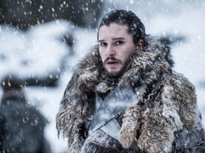In this photo provided by HBO, Kit Harington portrays Jon Snow in a scene from the seventh season of HBO's "Game of Thrones." Piracy is a long-running and even routine issue for Hollywood, whether it's street vendors hawking bootleg DVDs on street corners or video uploaded to file-sharing sites like Pirate Bay. Now cybercriminals are also putting embarrassing chatter and other company secrets at risk. Separately from HBO's recent run-ins with hackers, upcoming "Game of Thrones" episodes have leaked several times, and it is TV's most pirated show. (Helen Sloan/Courtesy of HBO via AP)