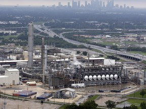 This aerial photo shows the Flint Hills Resources oil refinery near downtown Houston on Tuesday, Aug. 29, 2017.