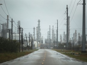 As Hurricane Harvey comes ashore many of the Texas oil refineries are in its path and have had to shut down.