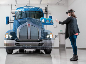 Microsoft's HoloLens being used on a virtual truck