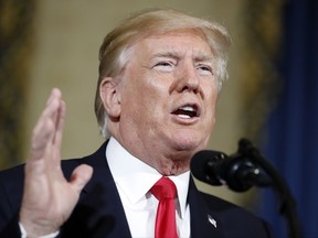 FILE - In this July 24, 2017 file photo, President Donald Trump speaks about healthcare in the Blue Room of the White House in Washington. People buying individual health care policies would face sharply higher premiums, and some may be left with no insurance options if President Donald Trump makes good on his threat to stop "Obamacare" payments to insurers, congressional experts said Tuesday, Aug. 15, 2017.  (AP Photo/Alex Brandon, File)