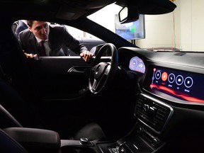 Canadian Prime Minister Justin Trudeau visits the Blackberry QNX facility in Ottawa in December 2016