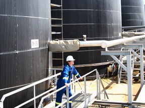 Oil storage at Cenovus Energy’s Pelican Lake operation.