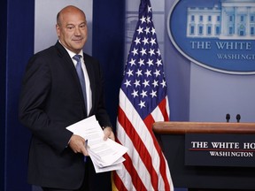 White House chief economic adviser Gary Cohn arrives to speak during the daily press briefing, Thursday, Sept. 28, 2017, in Washington. (AP Photo/Evan Vucci)