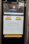 Groceries by MasterCard displayed on a screen in the company’s New York City tech hub