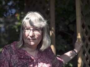 Sue Earl poses for a photo at her home in Cobourg, Ont. on Saturday, September 9, 2017. Sue Earl, a 38-year Sears Canada employee, was shocked when she found out she would only initially receive 81 per cent of the value of her pension as part of the company's insolvency process.THE CANADIAN PRESS/Johan Hallberg-Campbell