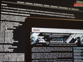 FILE - This is a  July 24, 2017 file photo of archived versions of two Russian anti-terrorism websites on a computer screen are photographed, in Paris. The lawyer for an alleged Russian hacker said Friday Sept. 22, 2017 that authorities in Moscow are fighting his extradition from Spain to the U.S., the third time in recent moves that Russia has moved to block U.S. prosecution of suspected cybercriminals. Pyotr Levashov, a 37-year-old known as one of the world's most notorious spammers, was arrested earlier this year while vacationing with his family in Barcelona. (AP Photo/Raphael Satter, File)