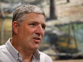 In this Wednesday, Aug. 30, 2017 photo, Shawn Gorman, L.L. Bean's chairman, speaks during a meeting at company headquarters in Freeport, Maine. Gorman, the great-grandson of company founder L.L. Bean, said the plan to chart the company's future will be grounded in their past, with a focus on inspiring and enabling people to get outdoors. (AP Photo/Robert F. Bukaty)
