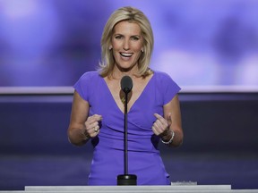 FILE - In this July 20, 2016 file photo, Conservative political commentator Laura Ingraham speaks during the third day of the Republican National Convention in Cleveland. Fox News Channel says Ingraham is joining its prime-time lineup next week with a regular show. The Ingraham Angle," will air at 10 p.m. ET.  (AP Photo/J. Scott Applewhite, File)