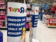 A construction sign is posted inside of a Toys R' Us store on September 19, 2017 in San Rafael, California