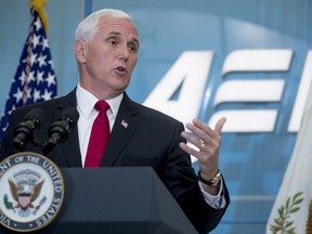 Vice President Mike Pence speaks on tax reform at the American Enterprise Institute, Tuesday, Oct. 24, 2017, in Washington. (AP Photo/Andrew Harnik)