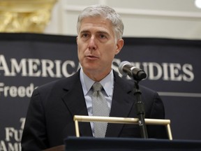 Supreme Court Justice Neil Gorsuch speaks at the 50th anniversary of the Fund for America Studies luncheon at the Trump Hotel in Washington, Thursday, Sept. 28, 2017. (AP Photo/Pablo Martinez Monsivais)