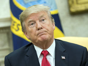 U.S. President Donald Trump speaks to reporters during a meeting with Prime Minister Justin Trudeau to discuss NAFTA, in Washington last week. Trump has repeatedly threatened to cancel the existing agreement.