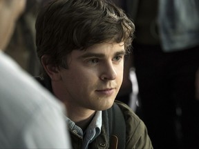 In this image released by ABC, Freddie Highmore portrays Shaun Murphy in a scene from "The Good Doctor." Highmore stars as a young surgeon with autism who joins a prestigious hospital's surgical unit. The Nielsen company said last week's episode airing Monday night was the most popular show on ABC. (Liane Hentscher/ABC via AP)