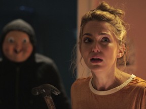 This image released by Universal Pictures shows Jessica Rothe in a scene from "Happy Death Day." (Universal Pictures via AP)