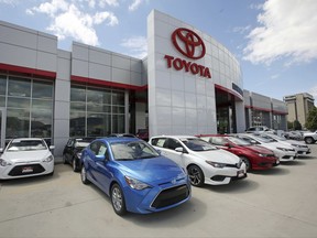 This Tuesday, June 13, 2017, photo shows the Mark Miller Toyota dealership in Salt Lake City. On Wednesday, Oct. 25, 2017, the  Commerce Department releases its September report on durable goods. (AP Photo/Rick Bowmer)