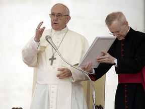 Pope Francis delivers his blessing during his weekly general audience, in St. Peter's Square, at the Vatican, Wednesday, Oct. 18, 2017. (AP Photo/Alessandra Tarantino)