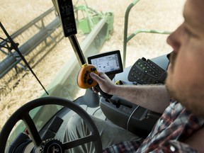 A combine harvester with a built-in computer.