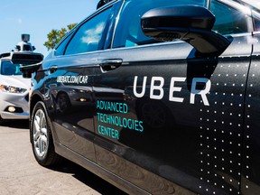 his file photo taken on September 13, 2016 shows pilot models of the Uber self-driving car at the Uber Advanced Technologies Center in Pittsburgh, Pennsylvania.