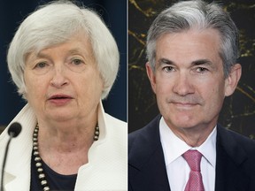 U.S. Federal Reserve Chair Janet Yellen, left, and Fed Governor Jerome Powell, right