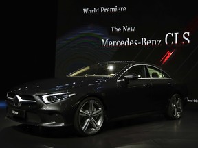 The 2019 Mercedes-Benz CLS coupe is revealed during the AutoMobility LA Auto Show, Wednesday, Nov. 29, 2017, in Los Angeles. (AP Photo/Chris Carlson)