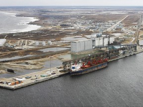 Aerial view of the port of Churchill, Manitoba Friday, Oct. 5, 2007. The owners of a port and broken rail line in northern Manitoba are filing a complaint against the federal government under the North American Free Trade Agreement. THE CANADIAN PRESS/John Woods