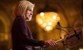 Alberta Premier Rachel Notley speaks at business luncheon put on by the Empire Club of Canada in Toronto, Monday.