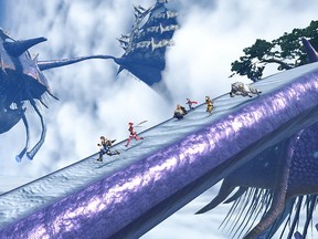 The world of Xenoblade Chronicles 2 is a sea of clouds in which colossal creatures called titans serve as islands for the remnants of humanity.