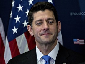 U.S. House Speaker Paul Ryan, a Republican from Wisconsin, listens during a news conference after a GOP conference meeting at the U.S. Capitol in Washington, D.C., U.S., on Tuesday, Dec. 19, 2017.