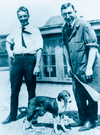 Charles Best, left, and Frederick Banting, with the famous diabetic dog, Marjorie, whose role in lab experiments was critical to the isolation of insulin and Morjorie’s successful treatment for the disease.