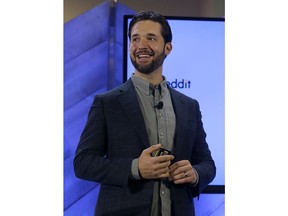 Alexis Ohanian, co-founder of Reddit, speaks at a Microsoft event in San Francisco, Wednesday, Dec. 13, 2017. Microsoft rolled out new features on its Bing search engine powered by artificial intelligence, including one that summarizes the two opposing sides of contentious questions, and another that measures how many reputable sources are behind a given answer.