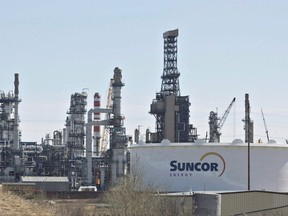 The Suncor Refinery in Edmonton is seen on Tuesday, April 29, 2014. Canada's merchandise trade deficit with the world totalled $1.5 billion in October, narrowing from a $3.4 billion deficit in September