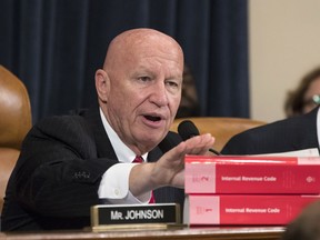 FILE - In this Nov. 6, 2017, file photo, House Ways and Means Committee Chairman Kevin Brady, R-Texas, makes a statement as his panel begins the markup process of the GOP's far-reaching tax overhaul as members propose amendments and changes to shape the first major revamp of the tax system in three decades, on Capitol Hill in Washington. If House Republicans have their way, victims of hurricanes in Texas and Florida could deduct their losses on their taxes. But victims of the California wildfires no longer could.