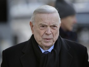 Jose Maria Marin, of Brazil, arrives to federal court in the Brooklyn borough of New York, Wednesday, Dec. 13, 2017. Closing arguments are set to take place in the New York trial of three former South American soccer officials charged in the bribery scandal engulfing the sport's governing body.