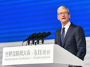 Apple CEO Tim Cook speaks during the opening ceremony of the 4th World Internet Conference in Wuzhen in China's eastern Zhejiang province